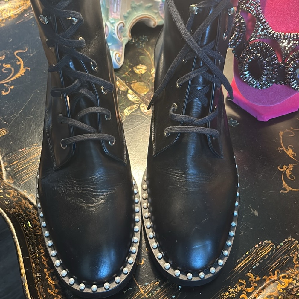 Black Studded Leather Boots 42. 11.5 US - Picture 6 of 16